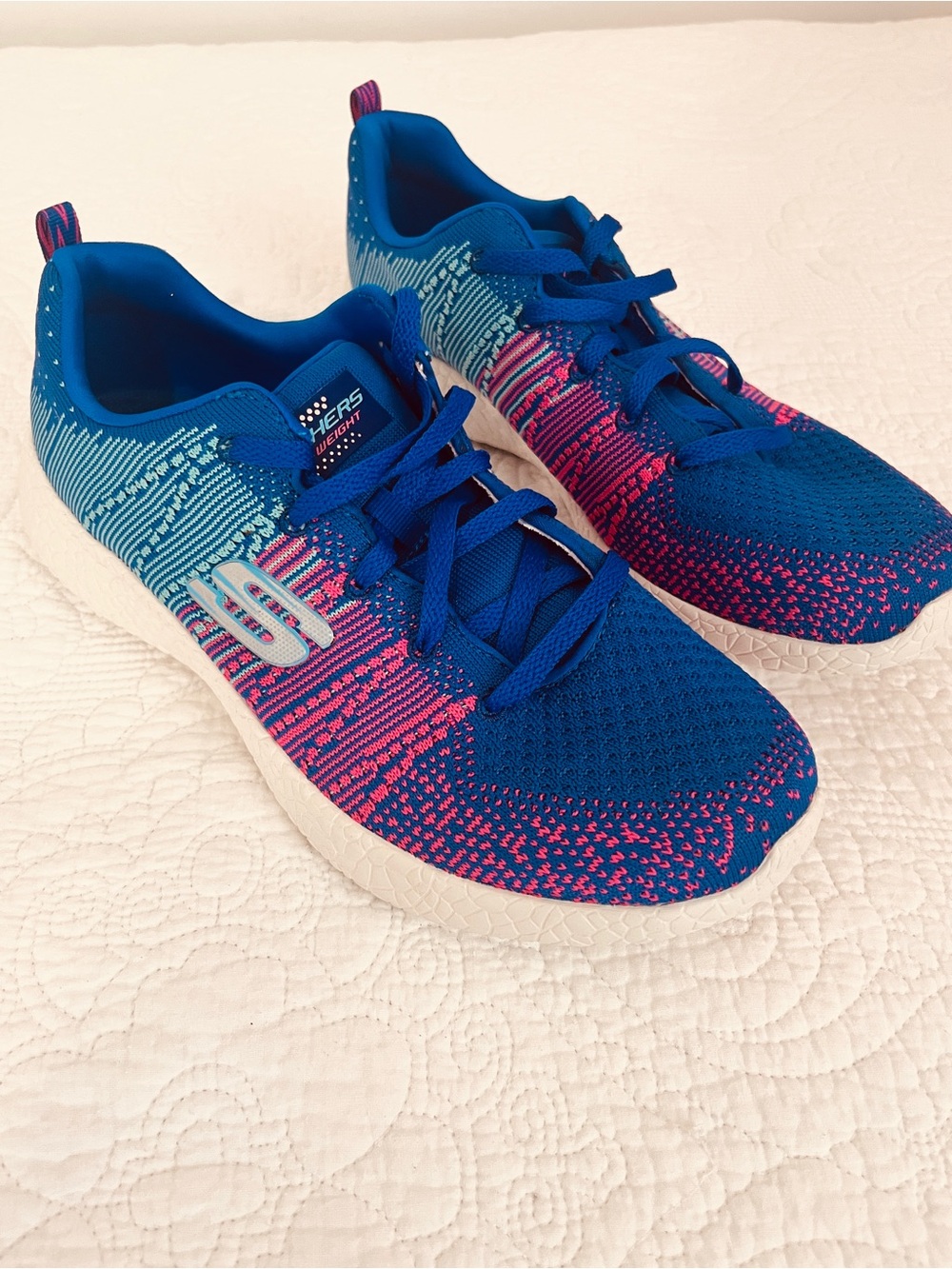 Skechers Women's Blue & Pink Knit Slip-On Athletic Sneakers